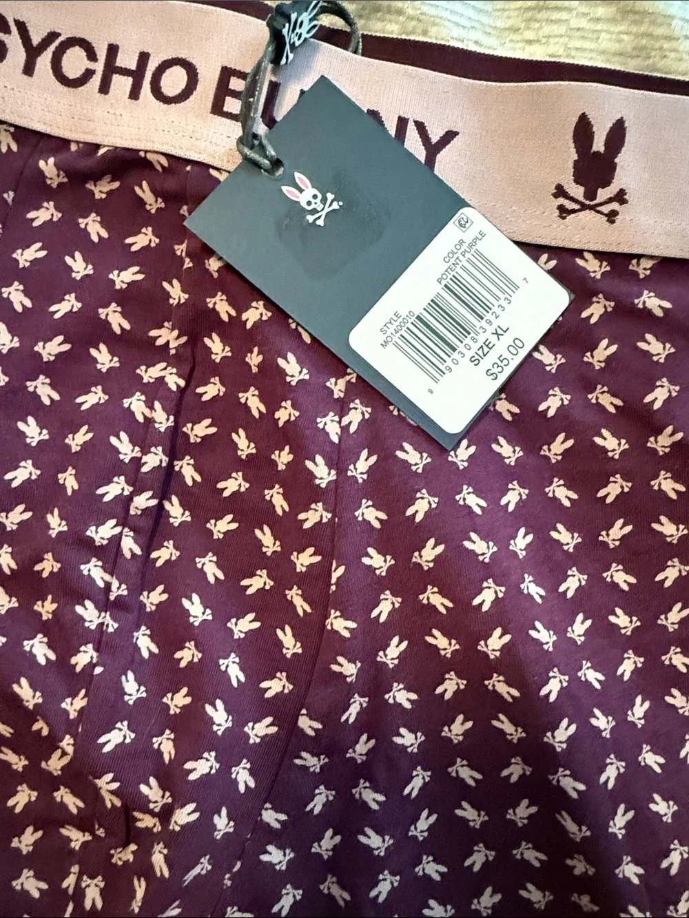 Psycho Bunny Plum Boxer Briefs with Pink Logo Waistband